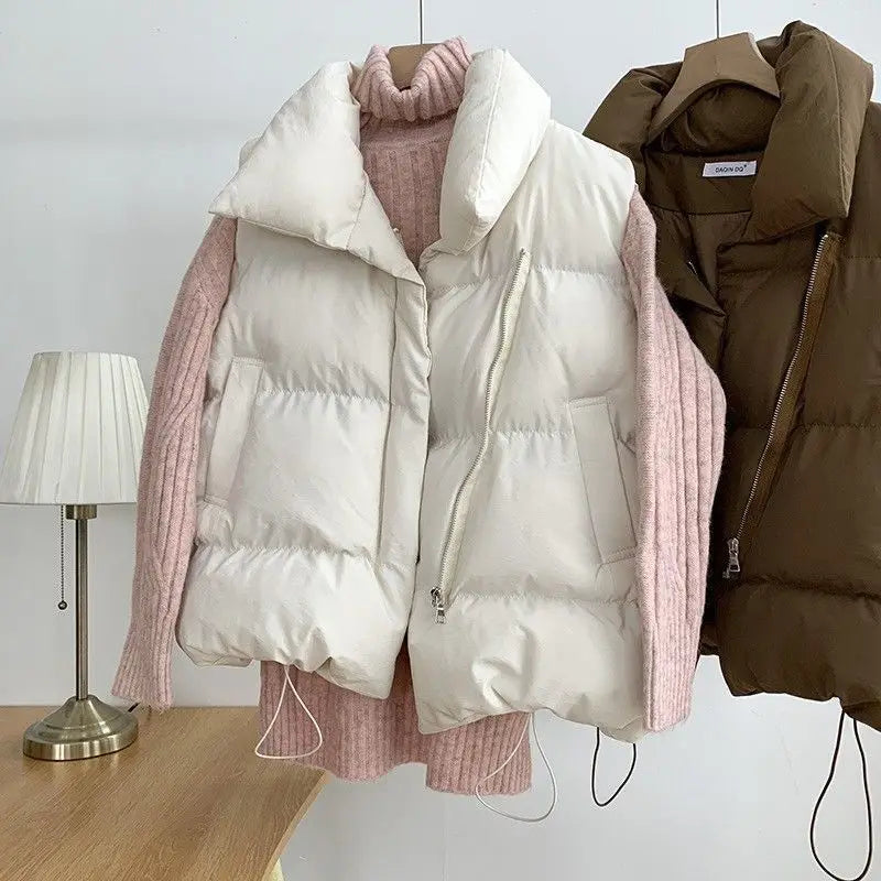 2025 Down Cotton Vest Women Autumn Winter Short Loose Casual Waistcoat Women Clothing Sleeveless Jacket Top Solid Vintage New - Matrix Studios