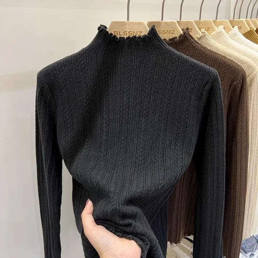 Autumn Winter Chic Bottom Sweaters Women Fashion Turtleneck Pullover Slim Long Sleeve Knitted Jumpers Soft Warm Pull Femme Top - Matrix Studios