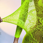 1PC Women Fishnet Cover Up Without Bikini Sexy Lingerie See Through Hollow Out Bodycon Dress Long Sleeve Beachwear Qq568 - Matrix Studios