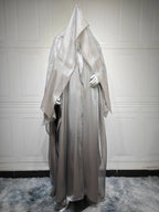 Elegant Arabic Satin Abaya Dress with Hijab Eid Muslim Women Modest Cardigan Islamic Vacation Outfit New in Turkey Kaftan Robe - Matrix-studios.com