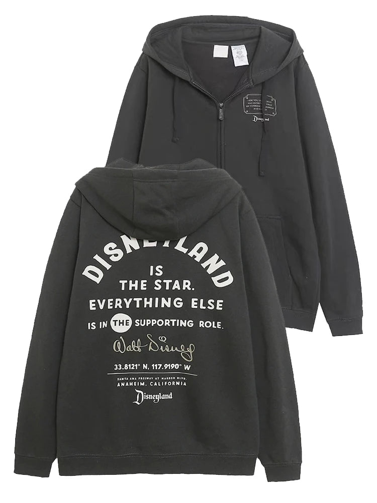 Disney World Castle Letter Magic Mickey Mouse Cartoon Print Embroidery Fleece Sweatshirt Women Hooded Zipper VELOUR Jumper Top - Matrix Studios