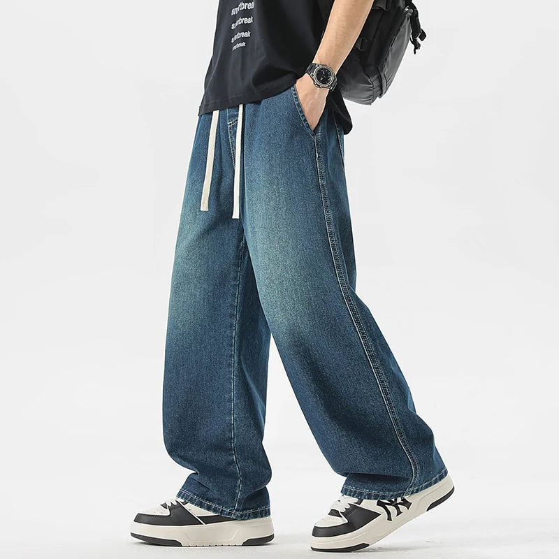 Men's Jeans American Loose Wide-leg Loose Straight Casual Trousers Street Hip-hop Baggy Jeans Black Grey  Blue Streetwear Men - Matrix Studios