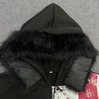 Retro Y2K Ins Fur Collar Printed Zipper Sweatshirt Long Sleeved Pullover Hoodie Street Trend Casual Retro Jacket - Matrix Studios