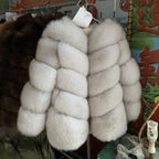 QUEENTINA  Natural Fox Fur Coats Fashion New Women's Very Warm And Stylish Jacket Vest Stand Collar Leather Coat Women Winter - Matrix Studios