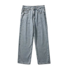 Korean Solid Colors Men's Casual Long Jeans Classic Man Four Seasons Straight Denim Wide-leg Pants Light Blue Grey Black 3XL - Matrix Studios