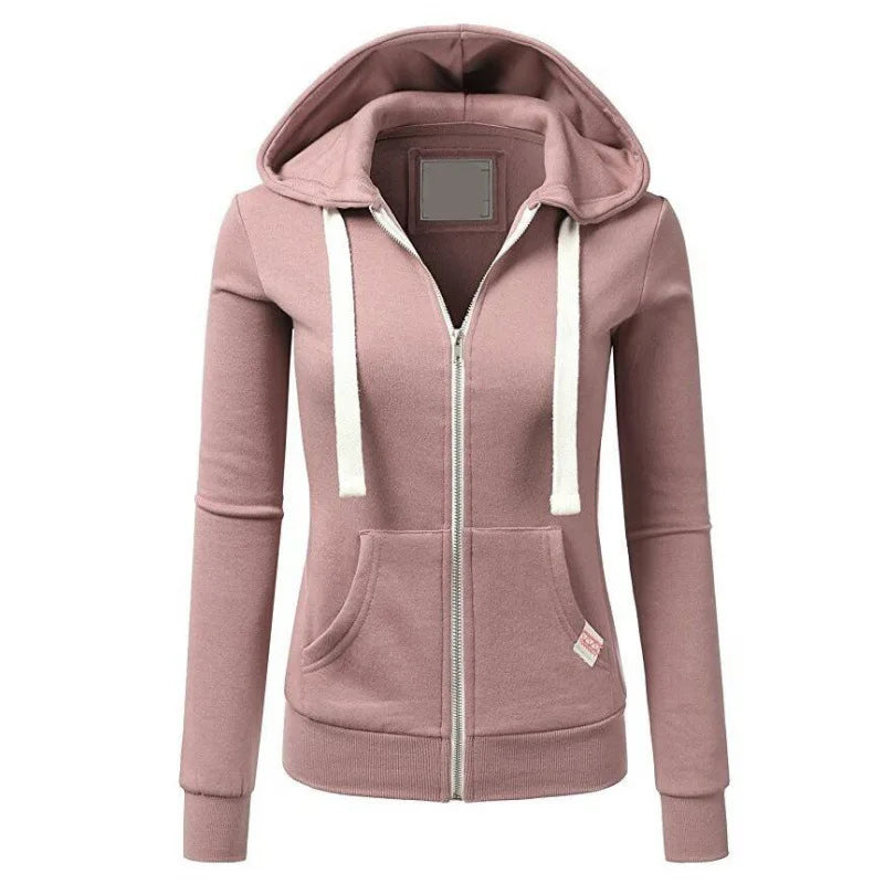 2024 Autumn/Winter New Women's Personalized Fashion Sports Hoodie Long Sleeve Drawstring Pocket Zipper Coat Woolen Sweater Top - Matrix Studios