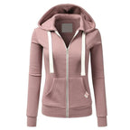 2024 Autumn/Winter New Women's Personalized Fashion Sports Hoodie Long Sleeve Drawstring Pocket Zipper Coat Woolen Sweater Top - Matrix Studios