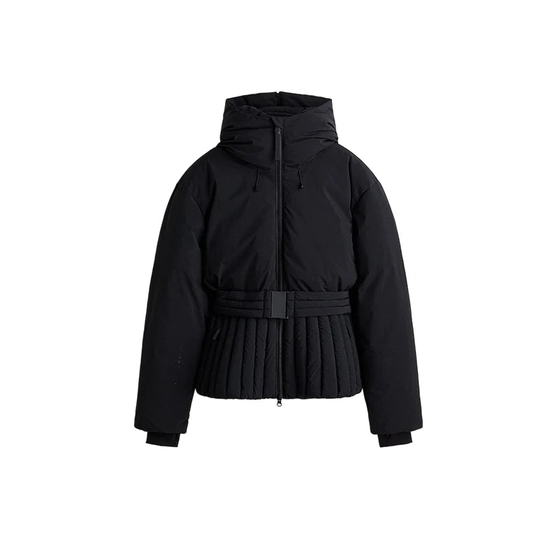 Fashion Hooded One-Piece Ski Jumpsuit Women Stand Collar Zipper High Waist Solid Windproof Outwear 2026 Winter Lady Skiwear New - Matrix Studios