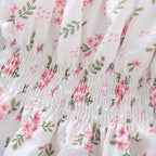 Sweet Broken Flower Slash Neck Women Blouse Agaric Edge Pleat Design Slim Elastic Waist Cropped Top Cute Chiffon T-shirt Summer - Matrix-studios.com