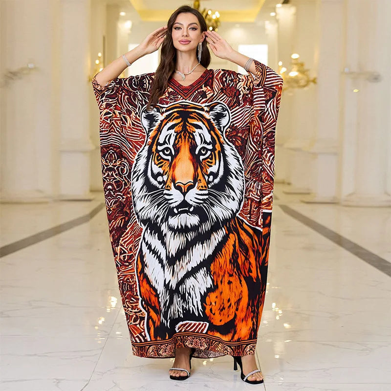 Women Embroidered Long Caftans Plus Size Kaftan Dresses Beach Bathing Suit Cover Up Moomoo Dress Moroccan Robe - Matrix Studios