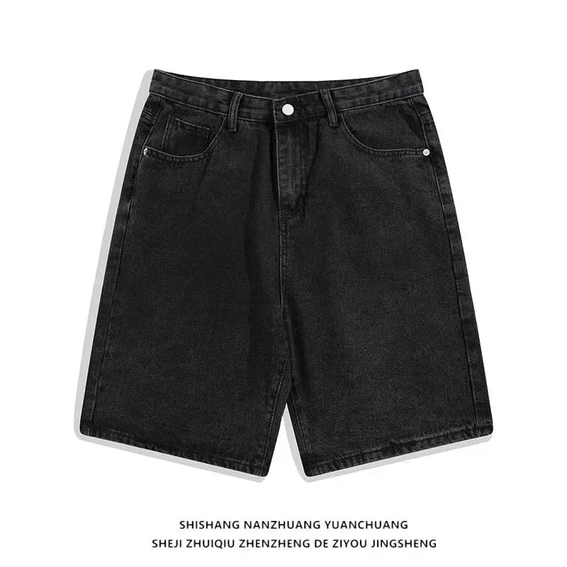 American New Retro Letter Embroidery Tooling Denim Shorts Trend Gothic Y2K Harajuku Hip-hop Loose Sports Shorts Street clothes