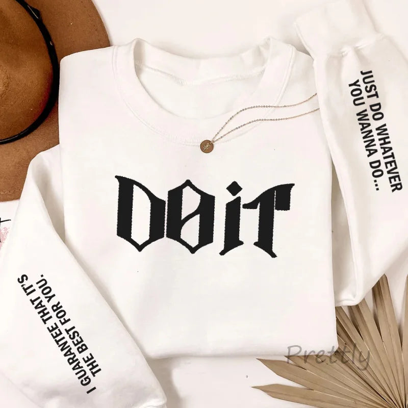 Do It Crewneck Sweatshirt Women Men Pink Kpop Fan Merch SKZ Sweatshirts Pullover Long Sleeve Hoodies Streewear Woman Clothing - Matrix Studios