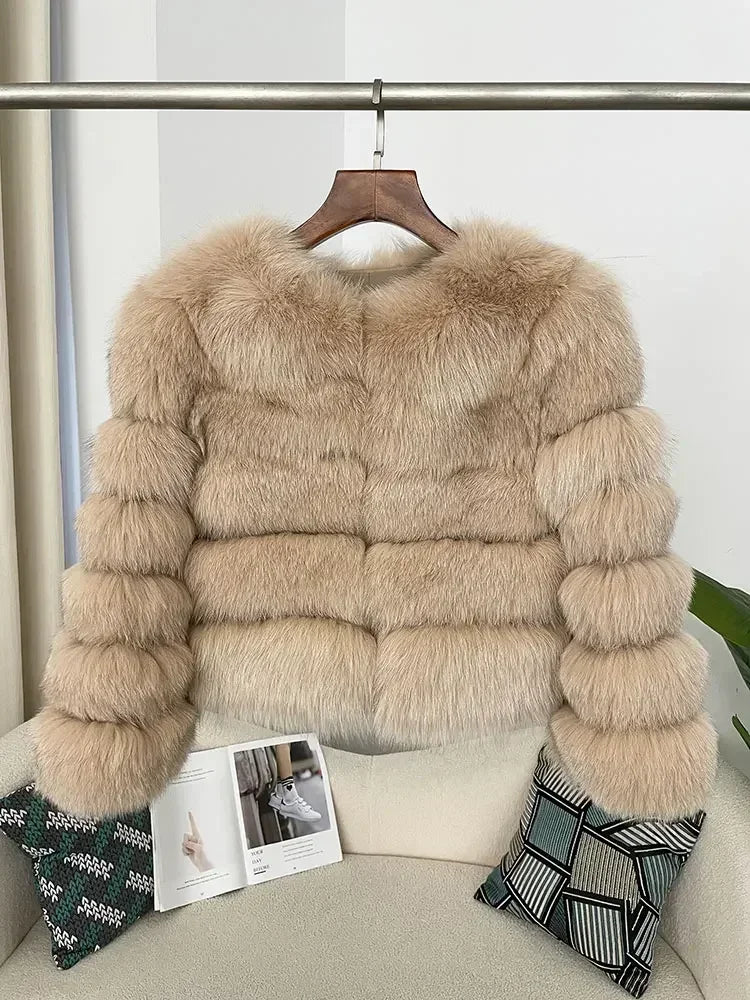 OFTBUY 2024 Winter Real Natural Raccoon Fox Fur Women Coat Short Leather Thickened Warm Jacket Elegant Fashionable Overcoats - Matrix Studios