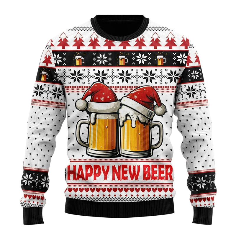 Fashion Beer Ugly Christmas Sweater For Women Clothes Hip Hop Bar Party Men Sweatshirts Casual Male Pullovers Beers Tracksuit - Matrix Studios