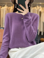 100% Merino Wool Sweater Women O-neck Cashmere Knitwear Female Pullover Autumn Winter Casual Tops Solid Color Soft  Clothing - Matrix Studios