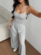 Women's Casual Halter Jumpsuit Spring and Summer Daily Solid Slim-Fit Backless Sleeveless Jumpsuit Lady's Floor-Length Trousers - Matrix Studios