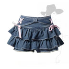 Women's Blue Black Riveted Belt Denim Skirt Y2K Harajuku High Street Fashion 90s Sexy A-line Mini Skirt Summer Clothing 2026 New - Matrix-studios.com