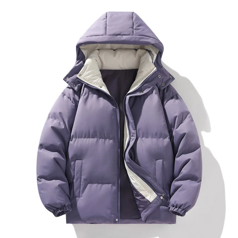 Winter Mens Warm Down Padded Jackets Fashion Man Cotton Windbreaker Hooded Parkas Men Loose Thermal Thick Zipper Coats Clothing - Matrix Studios
