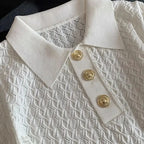 Ice Silk Polo Shirt Knitted Short Sleeve T-Shirt Summer Chic Thin Unique Jacquard Women Tops 2026 Korean Style Women’s Clothing - Matrix-studios.com