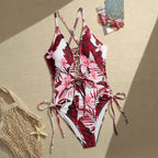 Printed Flower Tankini Set  Girl Swimwear Adjustable Strap Vest Bra Female Flower Shorts Bikini Drawstring Women Beach Set - Matrix-studios.com