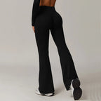 High Waist Wide Leg Pants Leggings Women Tights Fitness Bell-bottoms Yoga Elastic Leggings Push Up Gym Workout Flared Pants - Matrix-studios.com
