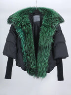 Loose Natural Real Fox Fur Collar Coat Thick New European Fashion White Duck Down Jacket Winter Women Warm Luxury Outerwear - Matrix Studios