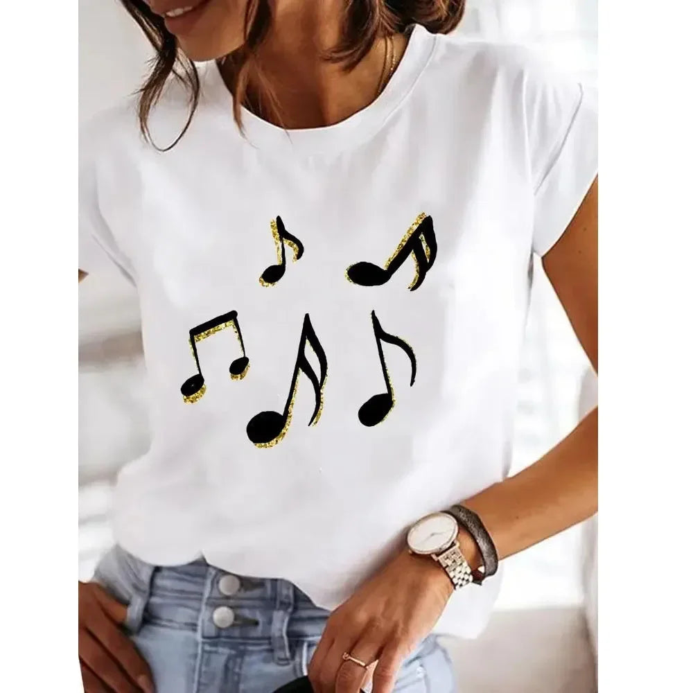 Y2k Love Heart Print Women Summer T Shirt Girl O Neck Funny Y2K Tops Tee Female 90s Casual Clothing - Matrix-studios.com