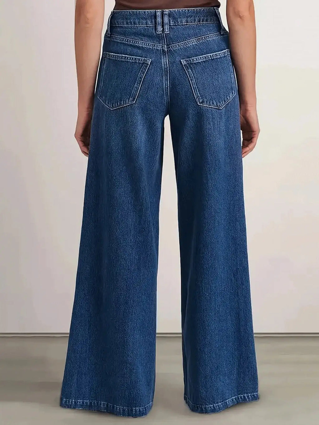 "Women’s Deep Blue Wide Leg Jeans - Stylish Denim Trousers for Comfort and Versatility - Matrix-studios.com