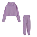 Fashion Trend Women's Wear, Long-sleeved Sports Casual Suit Waist Two-piece Set - Matrix-studios.com