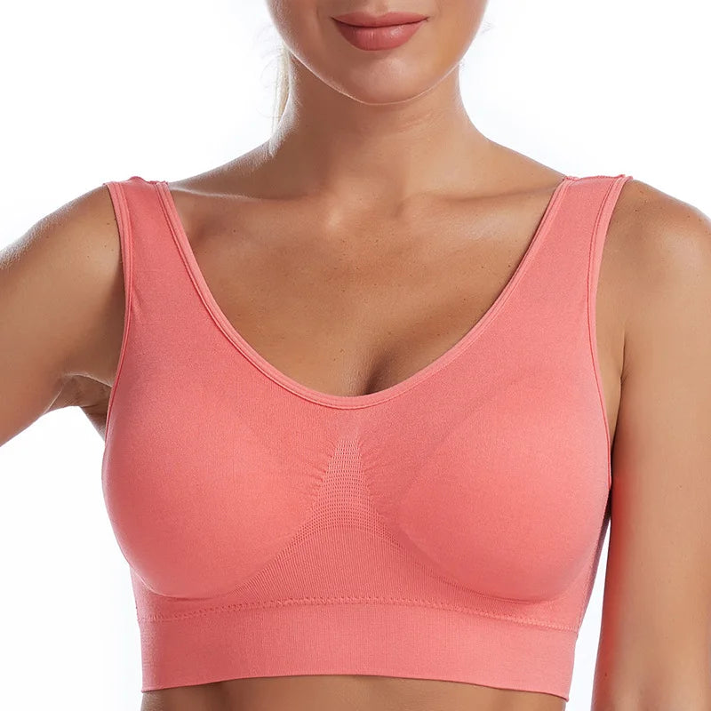 S-7XL Plus Size Thin Non-underwire Bra Zero Bondage Women's Underwear Sports Yoga Wireless Vest Seamless Adjustable Brassiere - Matrix Studios