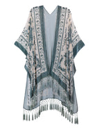 MJSERECA New Bohemian Burnt Plush Kimono for Woman Long Cardigan With tassel Beach Cover-up Casual Cardigan Shawl Chiffon Shirt - Matrix Studios
