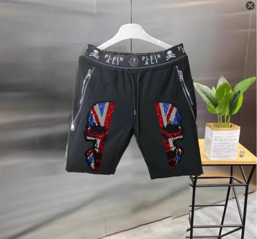 2025 Designer  Rhinestone  short Summer Luxurious Plein ali Hip Hop Male Brand Casual short pant