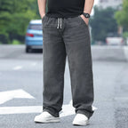 8XL Elastic Waist Men's Jeans, Loose Straight Leg Stretch Denim Pants, Plus Size Casual Streetwear, Big Size Relaxed Fit Trouser - Matrix Studios