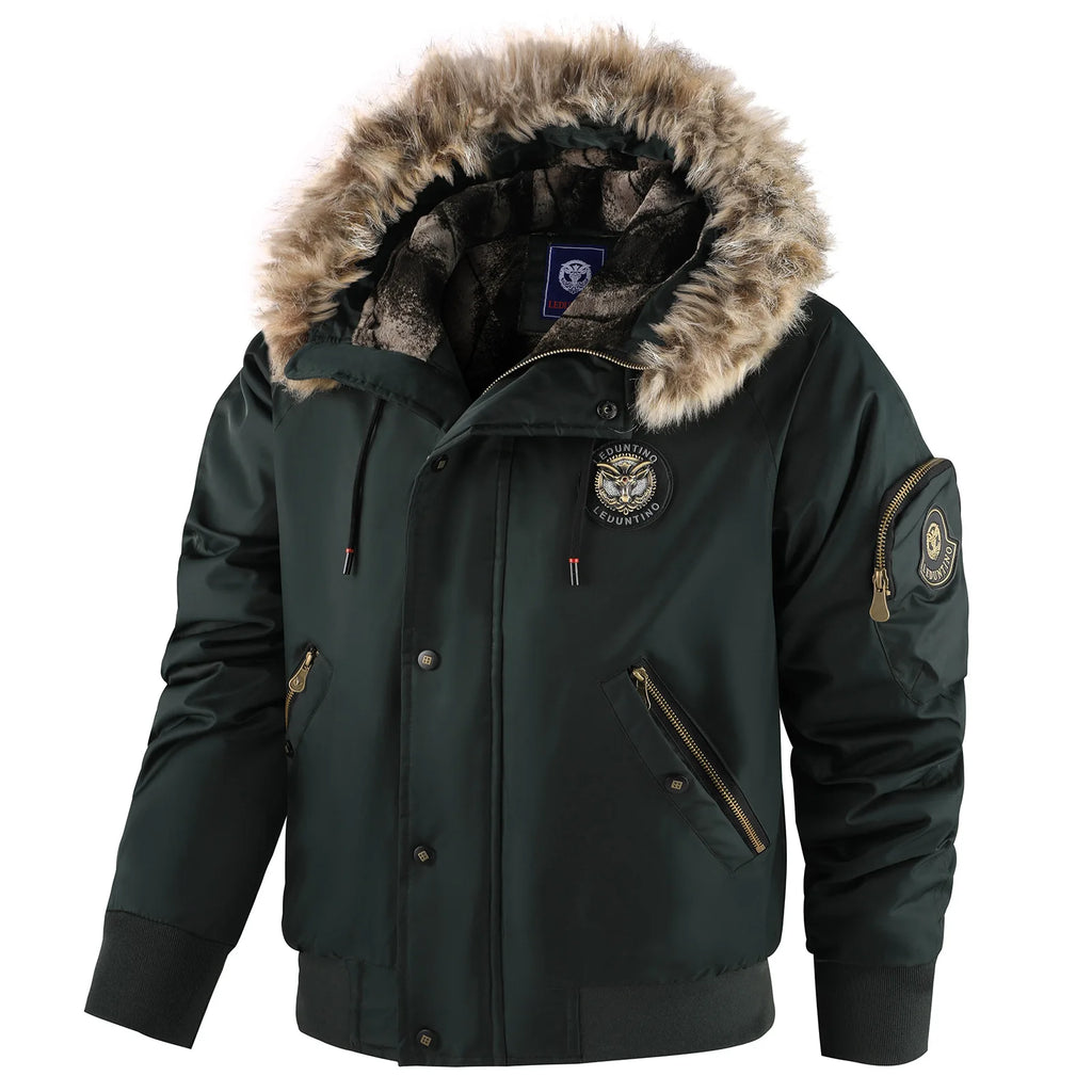 New Winter Men Hooded Fur Collar Down Jackets Male Outwear Casual Fleece Parkas Warm Coats Good Quality Men Slim Fit Jackets 3XL - Matrix Studios