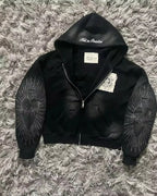 Korean Fashion Simple Gray Double Sided Oversized Zipper Hoodie Women Y2K New Harajuku Gothic Casual Joker Couple Sweatshirt - Matrix Studios
