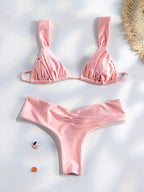 Sexy Folds Bikini Set Solid Micro Bikinis Women Swimsuit Female Triangle Swimwear Beach Wear Bathing Suit - Matrix-studios.com