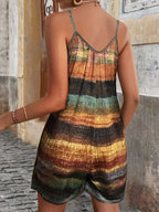 Summer Women's Jumpsuit Striped Print Elegant Sleeveless Shorts Plus Size Romper Casual Fashion - Matrix Studios