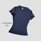 Quick-Drying Gym Leggings Set Sport Suit Short Sleeve Breathable Stretchy Slim Fitness Active Top Tight Gym Set - Matrix-studios.com