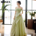 ROSES Sage Green Prom Dress Appliques Tulle Celebrity Dresses Tiered Pleat Women's Evening Dress Sweetheart Formal Gown 프롬 드 - Matrix-studios.com