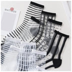 Summer Lace Mesh Transparent Women Socks Ultra-thin Breathable Women Girls Short Socks Harajuku Vintage Streetwear Crew Socks - Matrix Studios