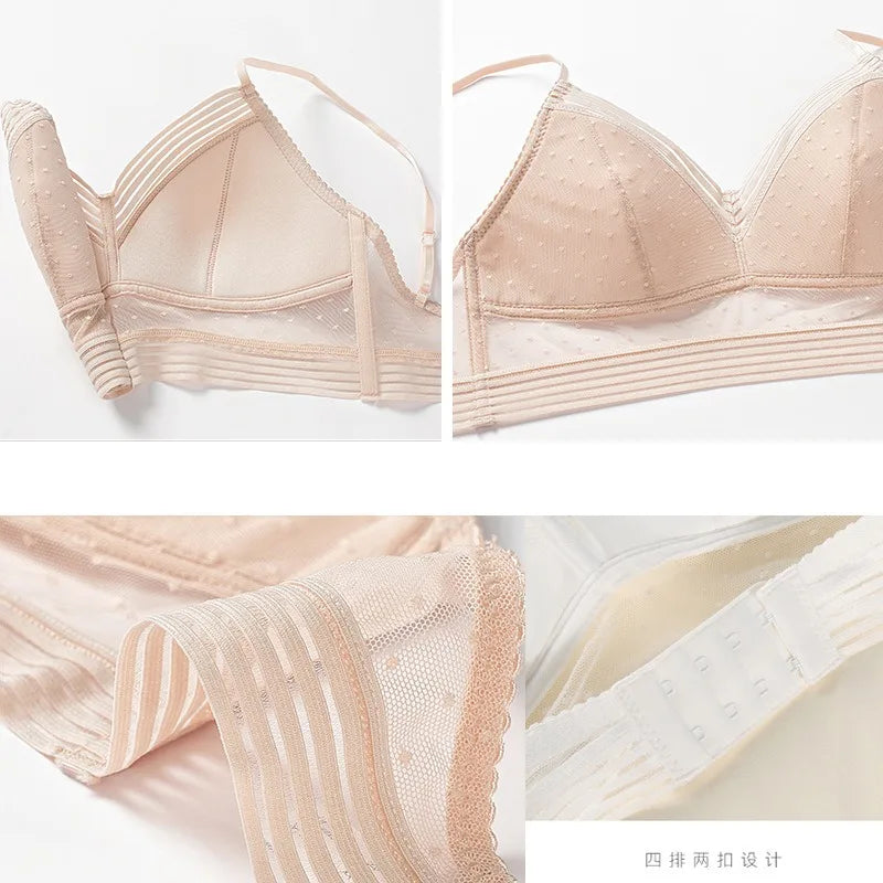U-Shaped Backless Beautiful and sexy Bra Plus Size Lace Bra, Women's Invisible No Steel Ring Fashion Triangle Cup Bra - Matrix Studios