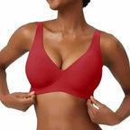Women's Seamless Pink Leopard Print Bra Wire-Free Bra Full Cup Soft Thin Mold Support Jelly Beauty Breathable Deep V Push Up Bra - Matrix Studios