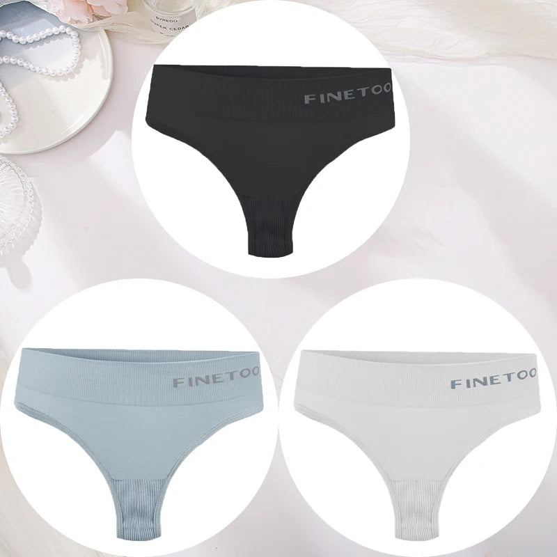 3PCS/Set Women's Panties Sexy Underwear FINETOO Large Size Thong Women Seamless Panties High Waist Girls Thongs M-2XL - Matrix Studios