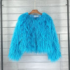 CM.YAYA Solid Faux Fur Coats  Women Full Sleeve O-neck Open Stitch Covered Button Fur Jackets Winter Autumn Warm New Fashion - Matrix Studios