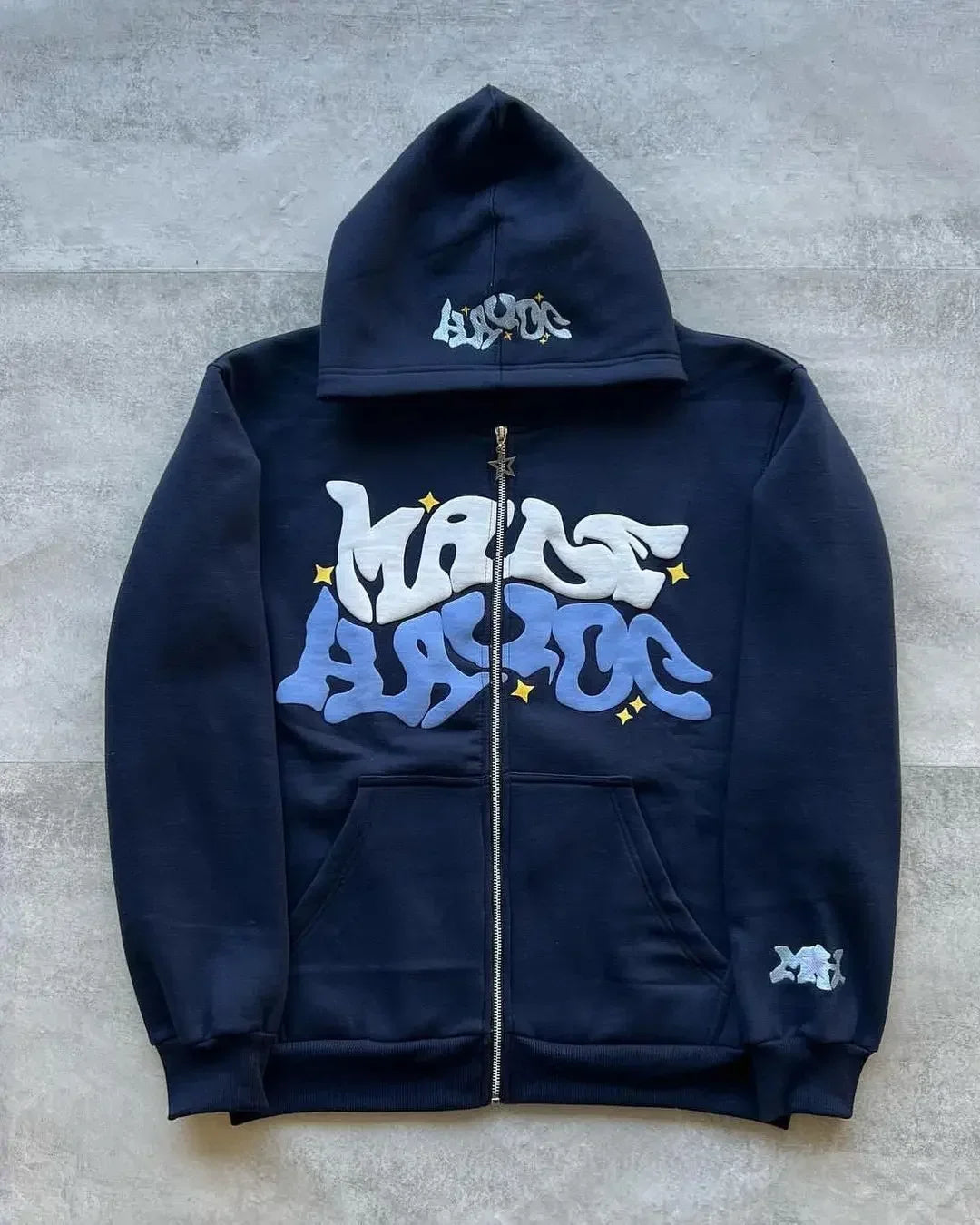 Zipper hooded sweatshirt with retro American letters suitable for men and women wearing Y2K jacket autumn/winter cardigan - Matrix Studios