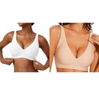Women's Seamless Pink Leopard Print Bra Wire-Free Bra Full Cup Soft Thin Mold Support Jelly Beauty Breathable Deep V Push Up Bra - Matrix Studios