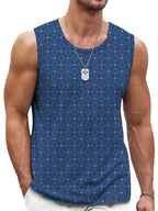 Mens Retro Geometric 3D Printed Tank Top Summer Casual Crew Neck Fashion Trend Sleeveless Vest Loose Breathable Sports Tops - Matrix Studios