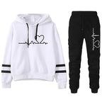 Womens Tracksuit Casual Stripe Versatile Sweatshirt Black Sweatpants Loose Print High Quality Outfits Single Piece Hoodies Pants - Matrix-studios.com