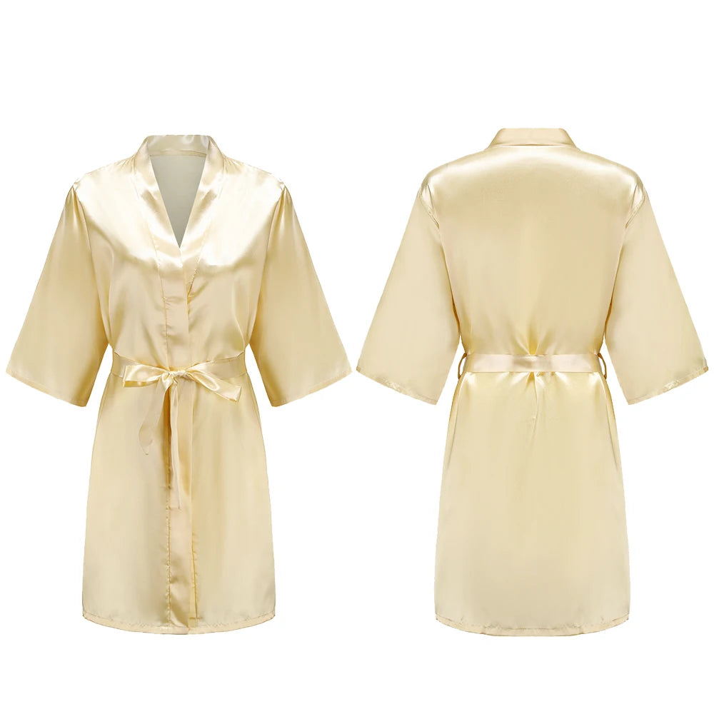 Women's Pure Short Silky Robes Bridesmaid Bride Party Satin Robes Sleepwear