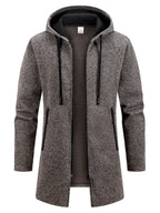 Men's Retro Zipper Jacket Mid Length Windbreaker Spring Autumn Winter Fleece Warm Jackets Fashion Casual Patchwork Yarn Coat - Matrix Studios